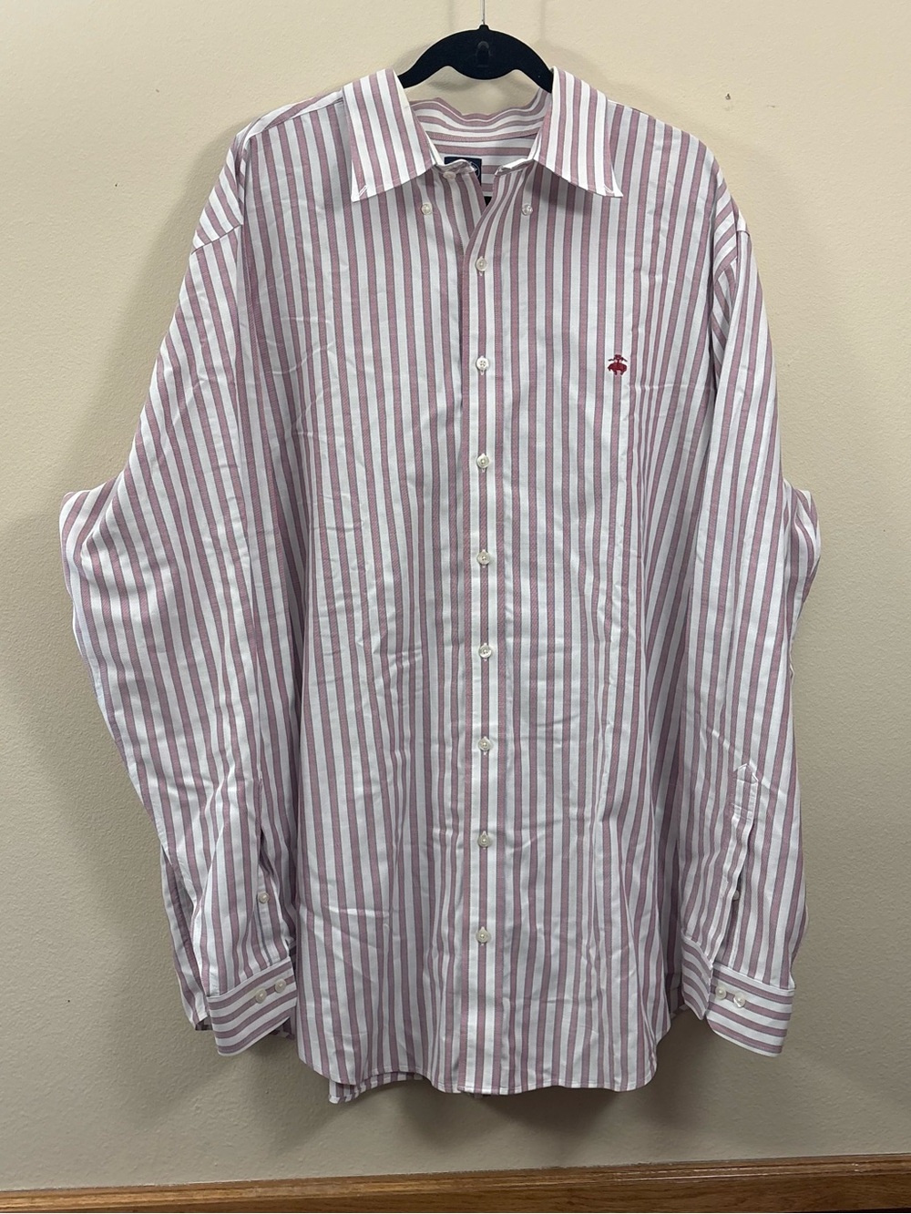 Brooks Brothers long-sleeve button-down shirt men’s 2XLT striped burgundy white